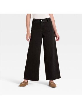 Universal Thread Black High Rise Wide Leg Sailor Ankle Crop Jeans